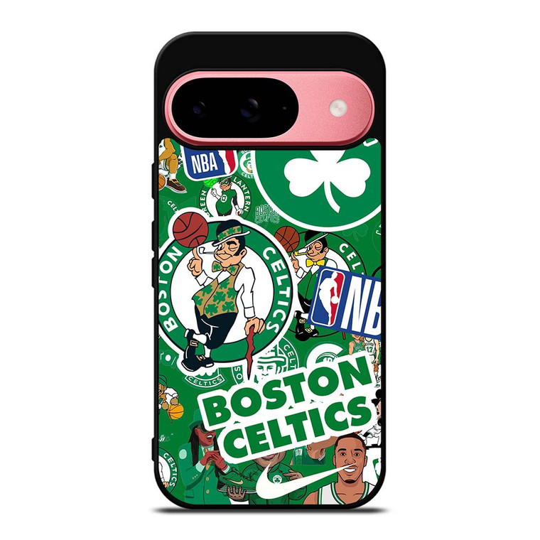 BOSTON CELTICS NBA STICKER BOMB Google Pixel 9 Case Cover BOSTON CELTICS NBA STICKER BOMB Google Pixel 9 Case Cover