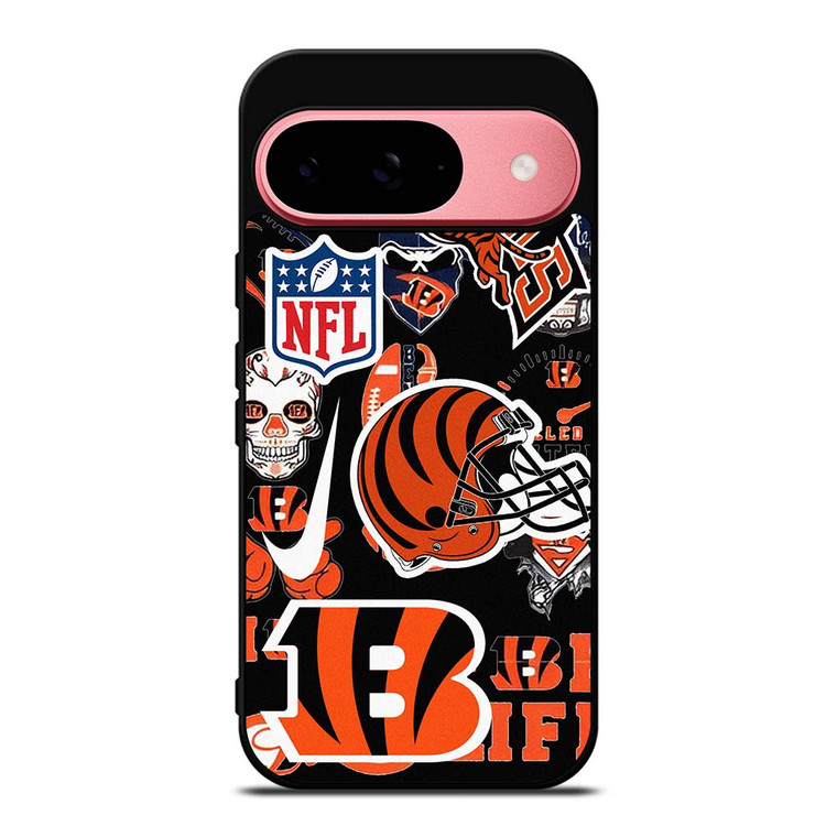 CINCINNATI BENGALS NFL STICKER BOMB Google Pixel 9 Case Cover