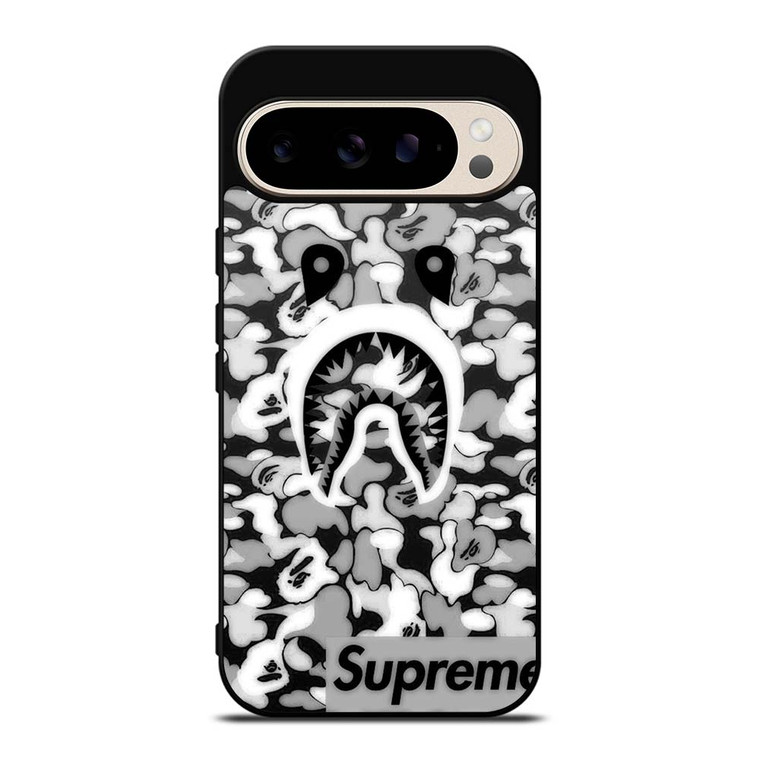 BAPE SHARK LOGO SUPREME BLACK WHITE Google Pixel 9 Pro Case Cover