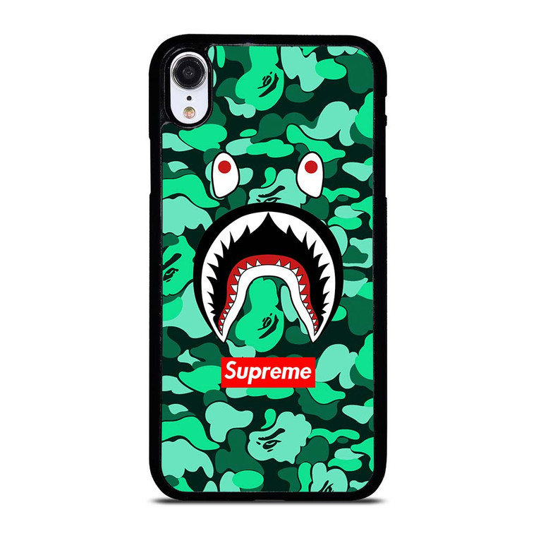 CAMO BATHING APE SUPREME GREEN iPhone XR Case Cover