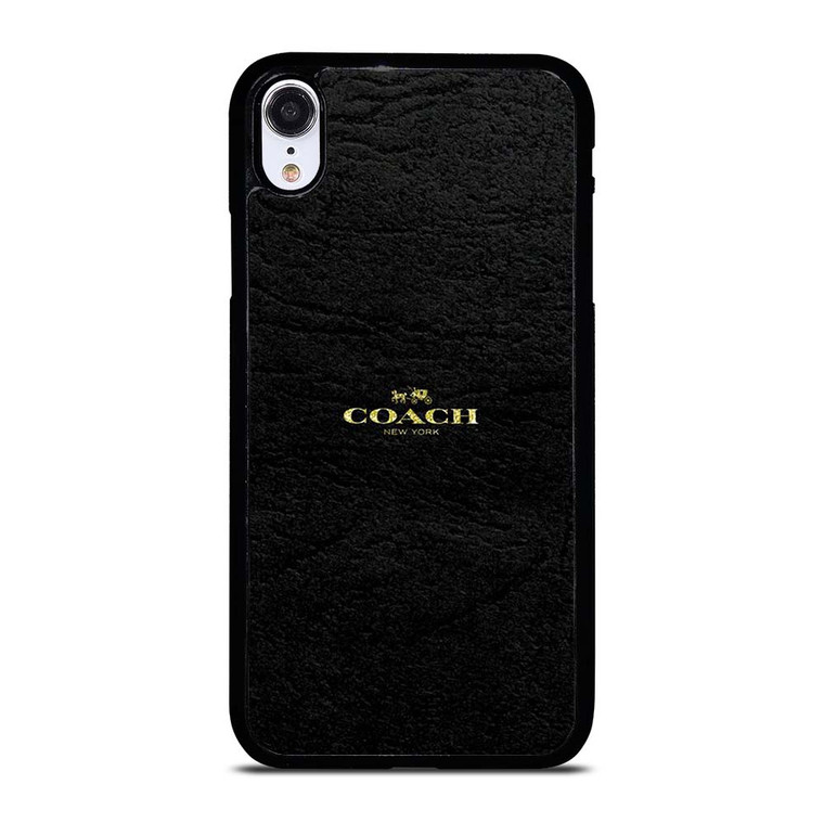 COACH NEW YORK BLACK LEATHER iPhone XR Case Cover