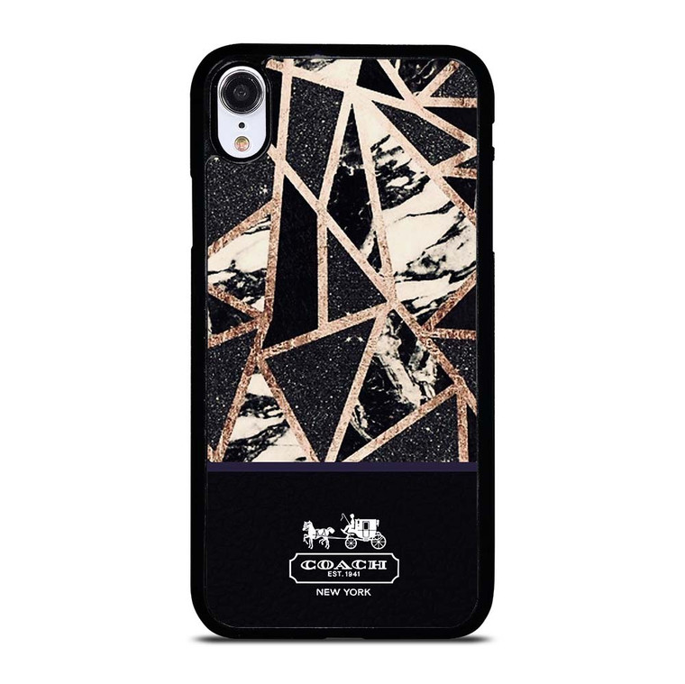 COACH NEW YORK GOLD BLACK TEXTURE iPhone XR Case Cover