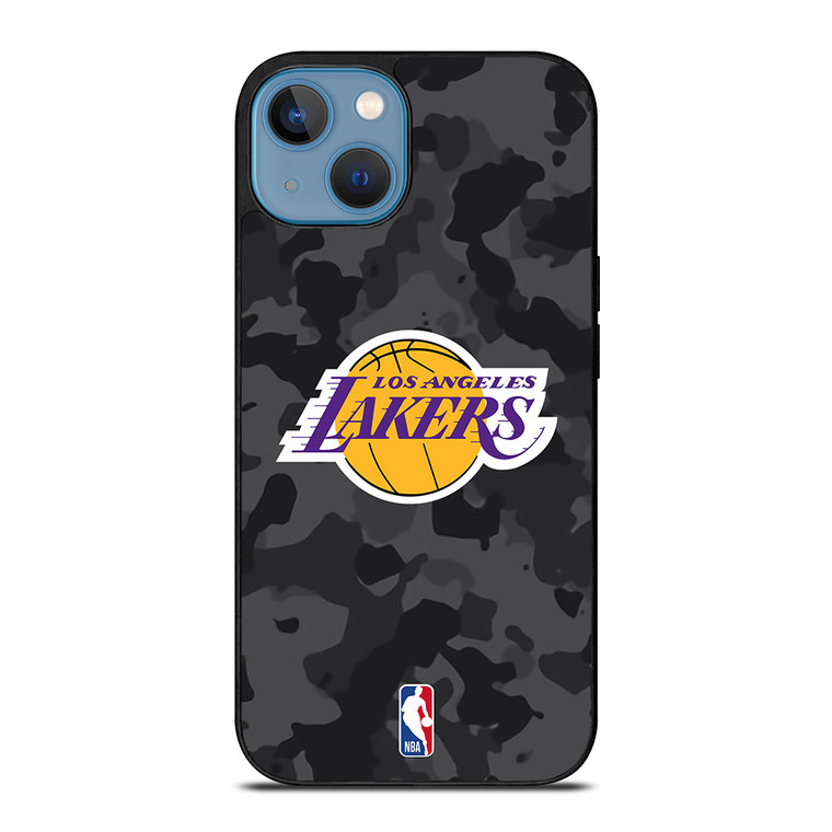 LOS ANGELES LAKERS BLACK CAMO iPhone 13 Case Cover LOS ANGELES LAKERS BLACK CAMO iPhone 13 Case Cover