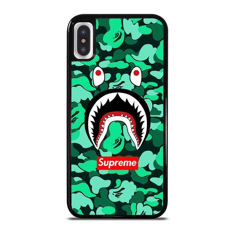 CAMO BATHING APE SUPREME GREEN iPhone X / XS Case Cover