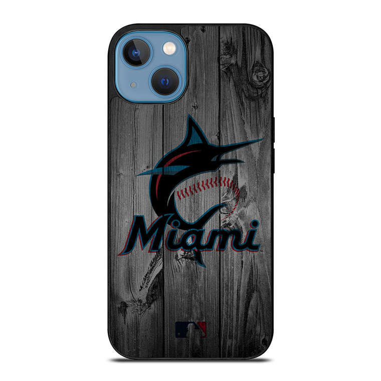 MIAMI MARLINS BASEBALL MLB WOOD LOGO iPhone 13 Case Cover