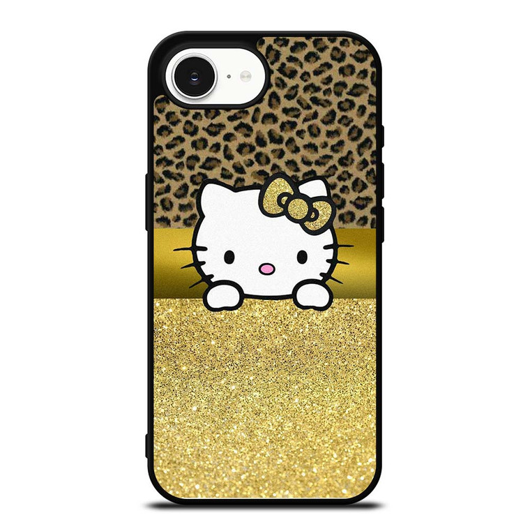 HELLO KITTY GOLD GLITTER LEOPARD iPhone 16e Case Cover