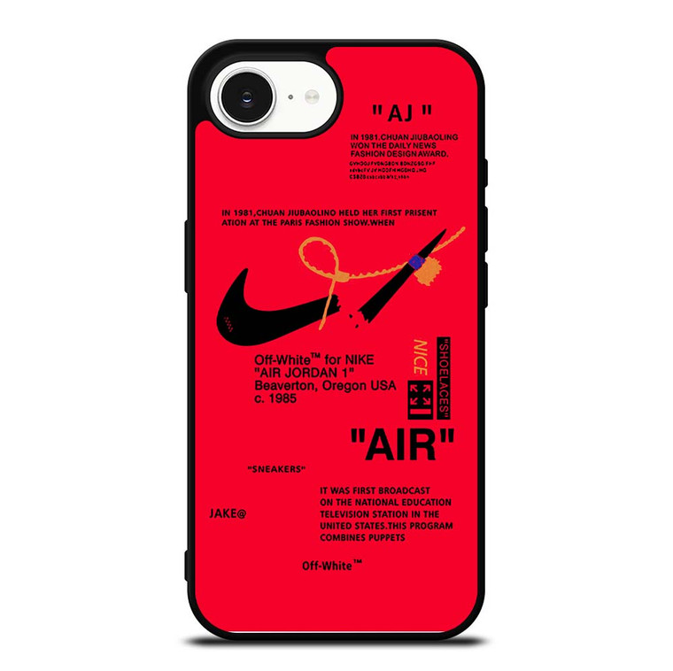 NIKE AIR OFF WHITE RED iPhone 16e Case Cover