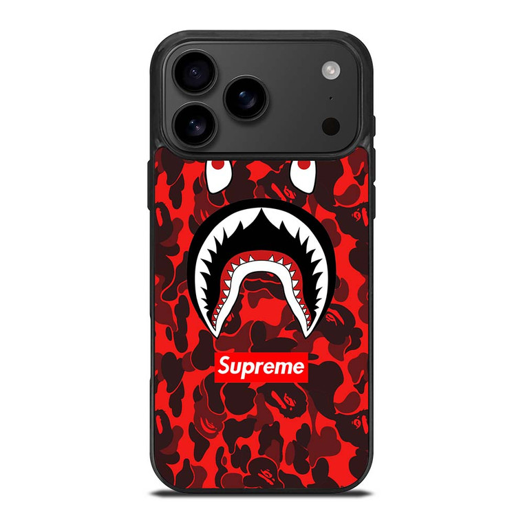 BAPE SHARK SUPREME CAMO RED iPhone 17 Pro Max Case Cover