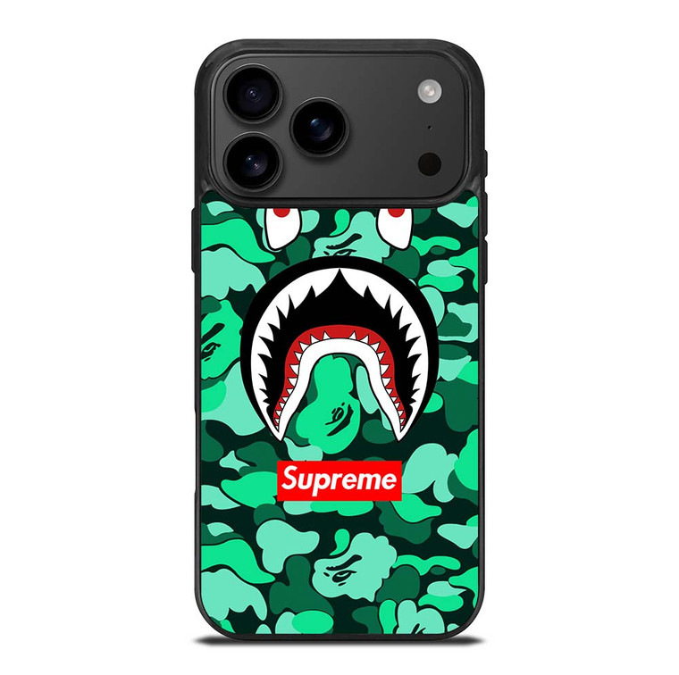 CAMO BATHING APE SUPREME GREEN iPhone 17 Pro Max Case Cover
