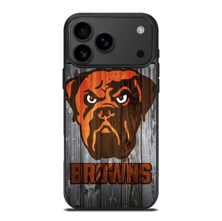 CLEVELAND BROWNS NFL FOOTBALL WOODEN LOGO iPhone 17 Pro Max Case Cover