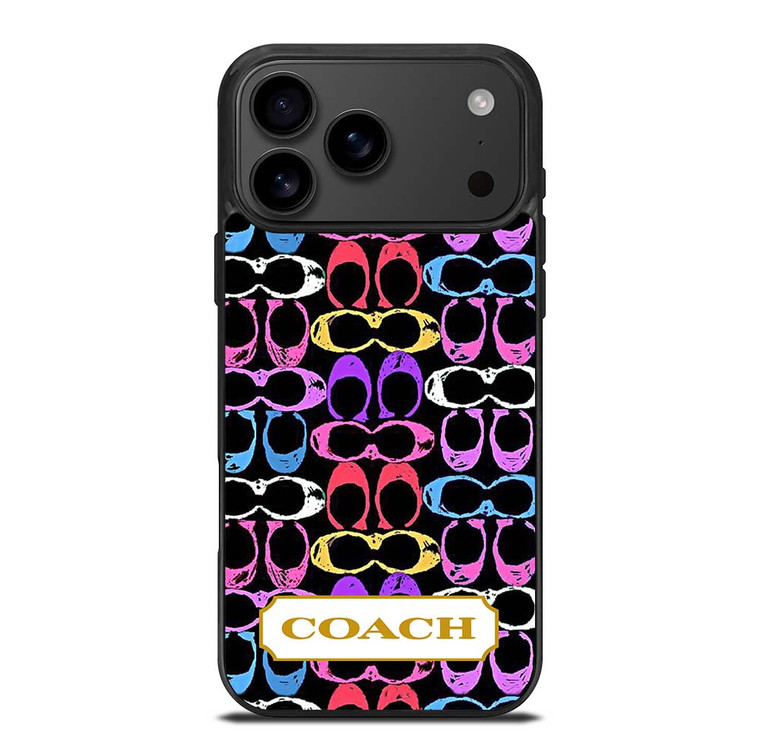 COACH NEW YORK COLORFULL BLACK PATTERN EMBLEM iPhone 17 Pro Max Case Cover