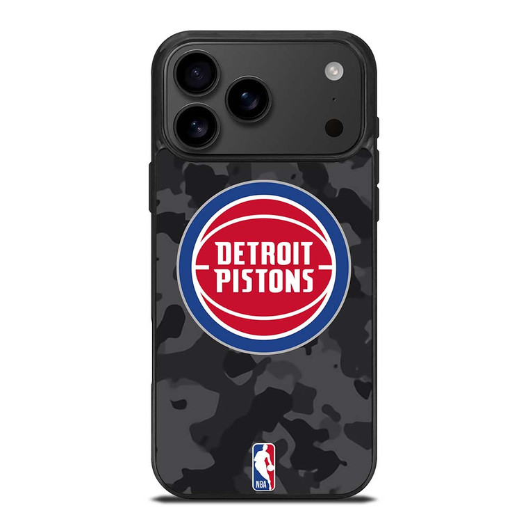 DETROIT PISTONS BLACK CAMO iPhone 17 Pro Max Case Cover