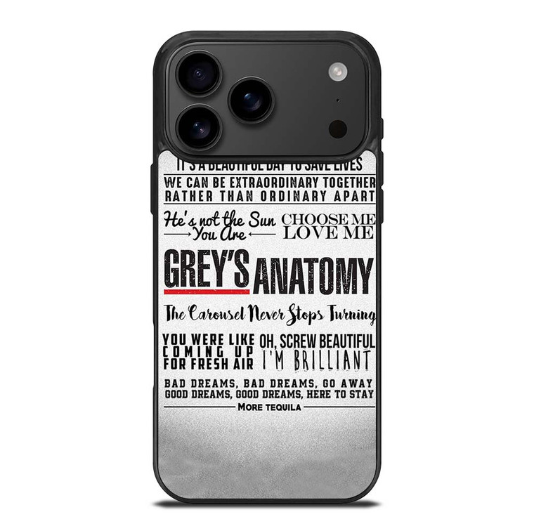 GREY'S ANATOMY QUOTES iPhone 17 Pro Max Case Cover