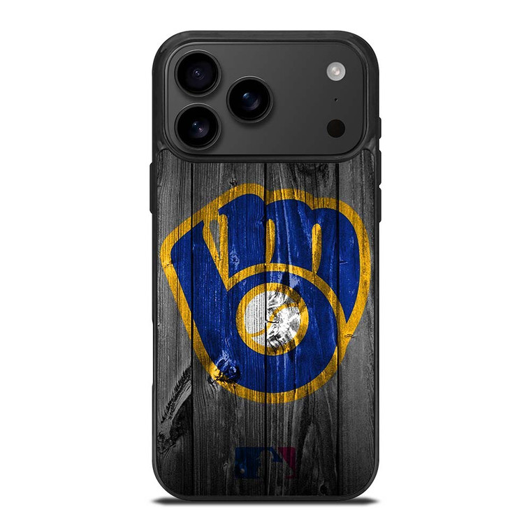 MILWAUKEE BREWERS MLB BASEBALL WOODEN LOGO iPhone 17 Pro Max Case Cover
