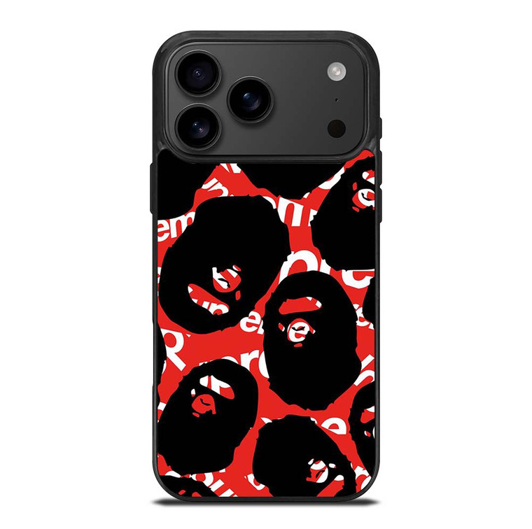 SUPREME X BAPE A BATHING APE iPhone 17 Pro Max Case Cover