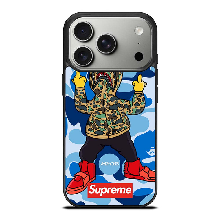 BATHING APE SUPREME SHARK CAMO iPhone 17 Pro Case Cover