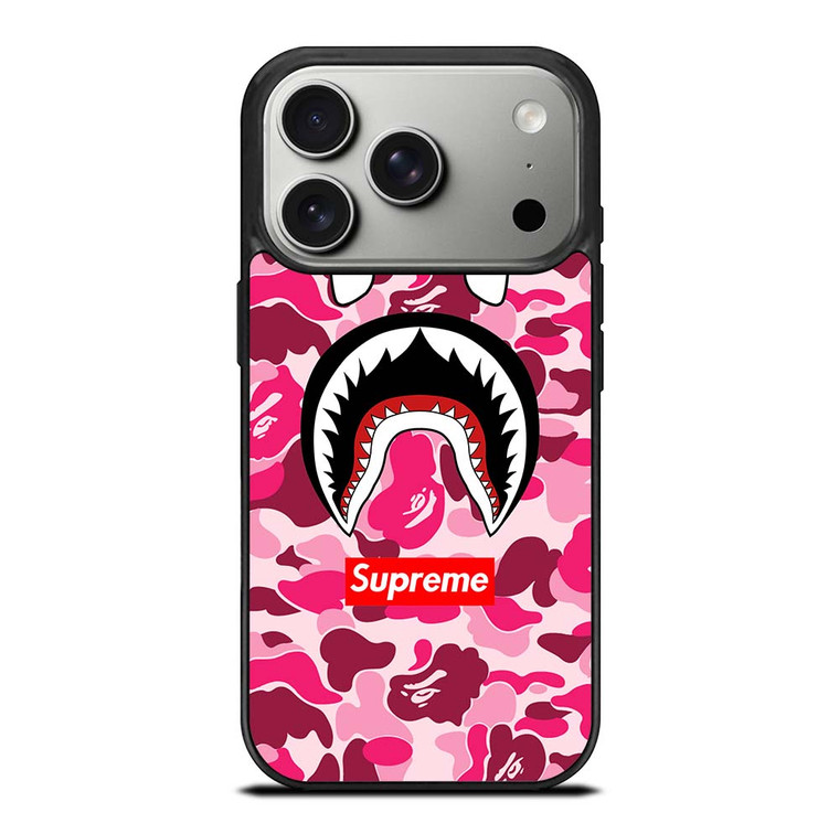 CAMO BATHING APE SUPREME PINK iPhone 17 Pro Case Cover