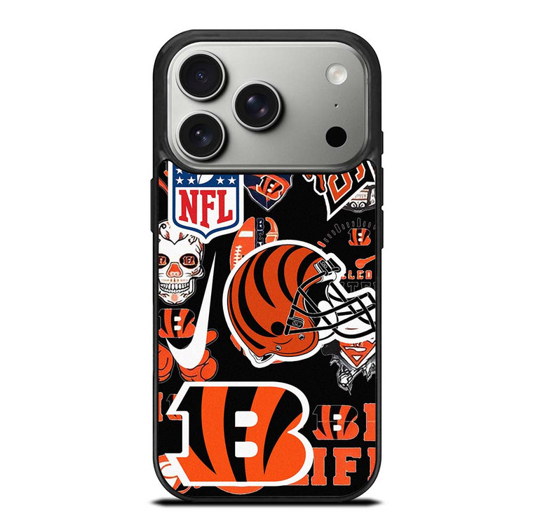 CINCINNATI BENGALS NFL STICKER BOMB iPhone 17 Pro Case Cover