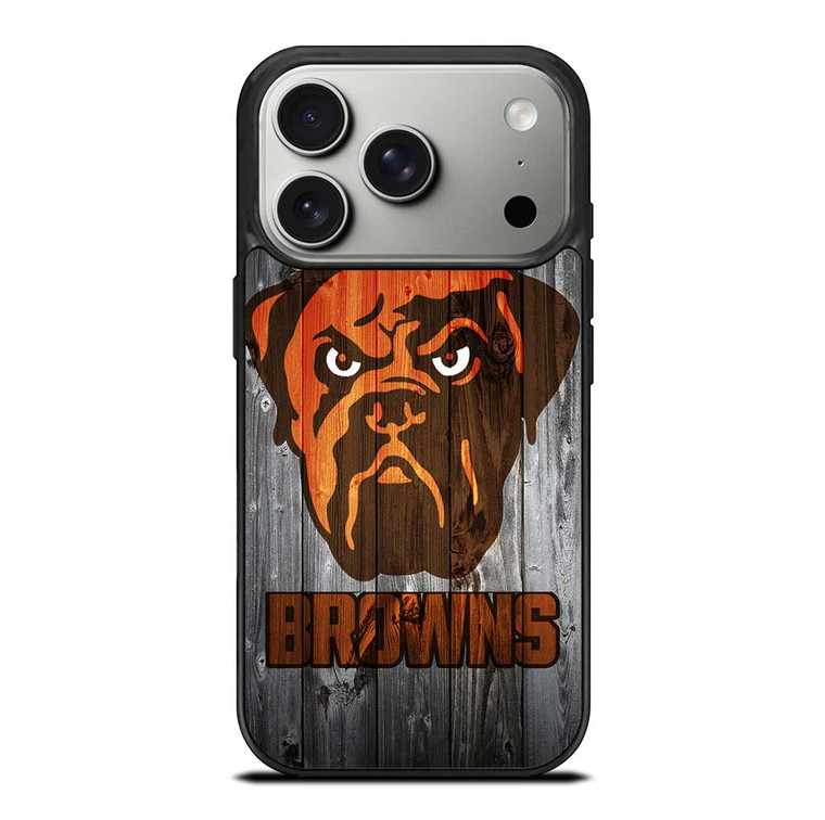 CLEVELAND BROWNS NFL FOOTBALL WOODEN LOGO iPhone 17 Pro Case Cover