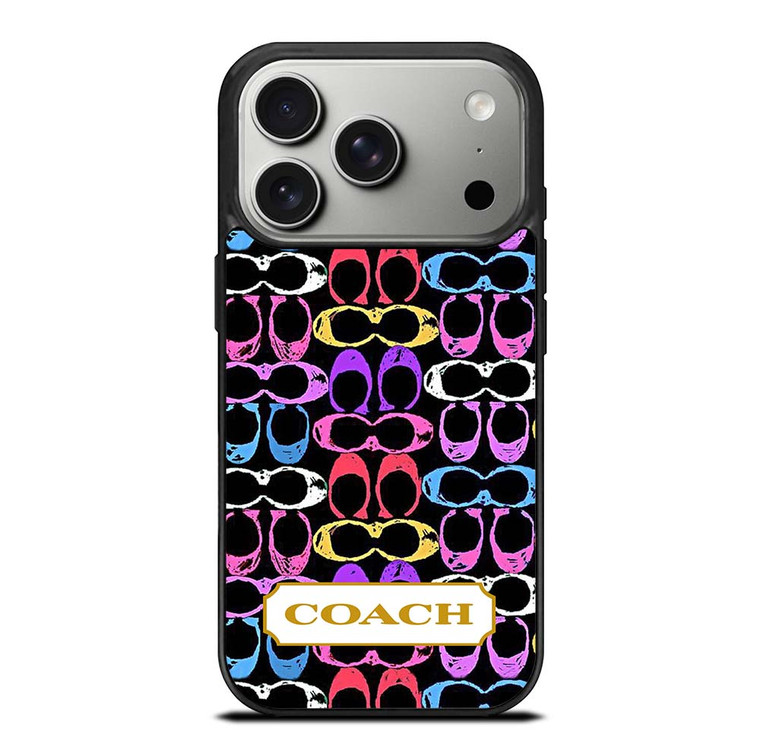 COACH NEW YORK COLORFULL BLACK PATTERN EMBLEM iPhone 17 Pro Case Cover