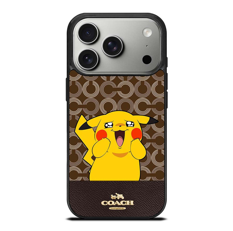 COACH NEW YORK LOGO BRWON EMBLEM X PIKACHU POKEMON iPhone 17 Pro Case Cover