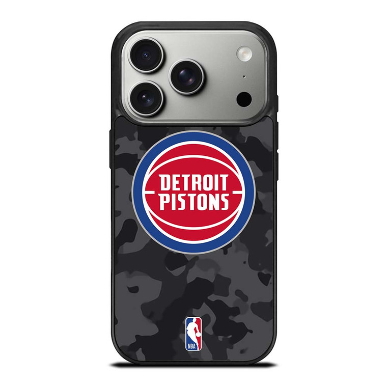 DETROIT PISTONS BLACK CAMO iPhone 17 Pro Case Cover