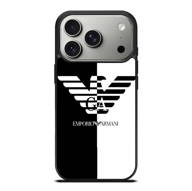 EMPORIO ARMANI WHITE BLACK iPhone 17 Pro Case Cover
