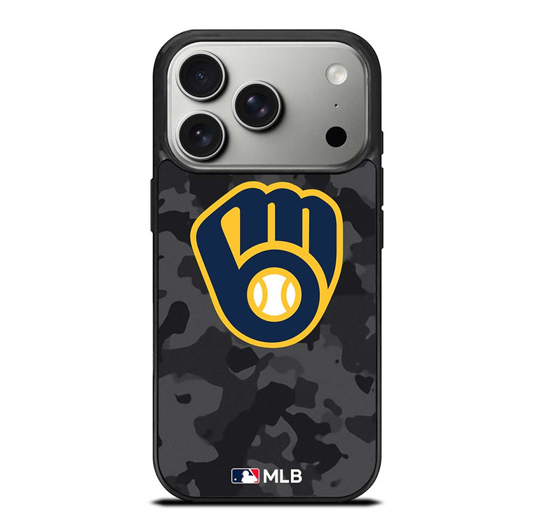MILWAUKEE BREWERS BASEBALL BLACK CAMO iPhone 17 Pro Case Cover
