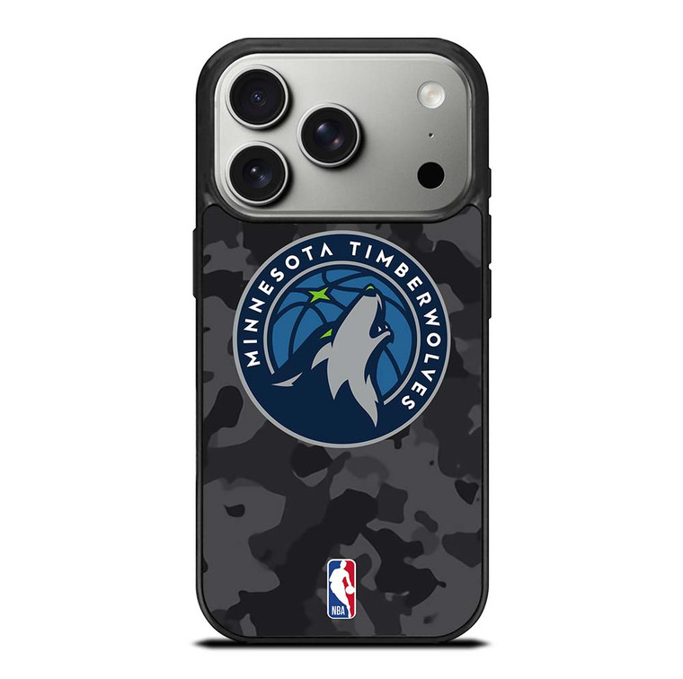 MINNESOTA TIMBERWOLVES BLACK CAMO iPhone 17 Pro Case Cover