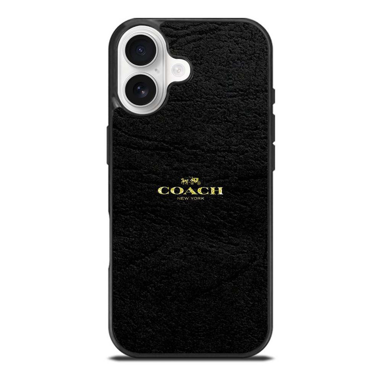 COACH NEW YORK BLACK LEATHER iPhone 17 Case Cover