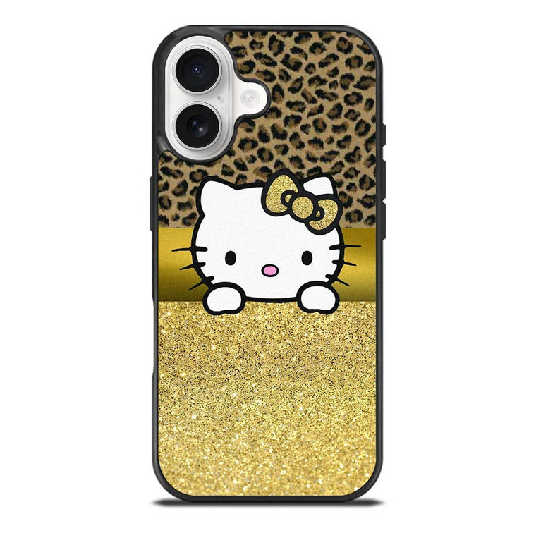 HELLO KITTY GOLD GLITTER LEOPARD iPhone 17 Case Cover