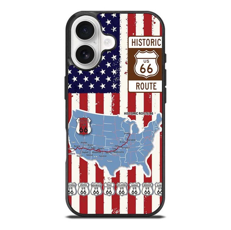 HISTORICAL ROUTE 66 USA FLAG iPhone 17 Case Cover