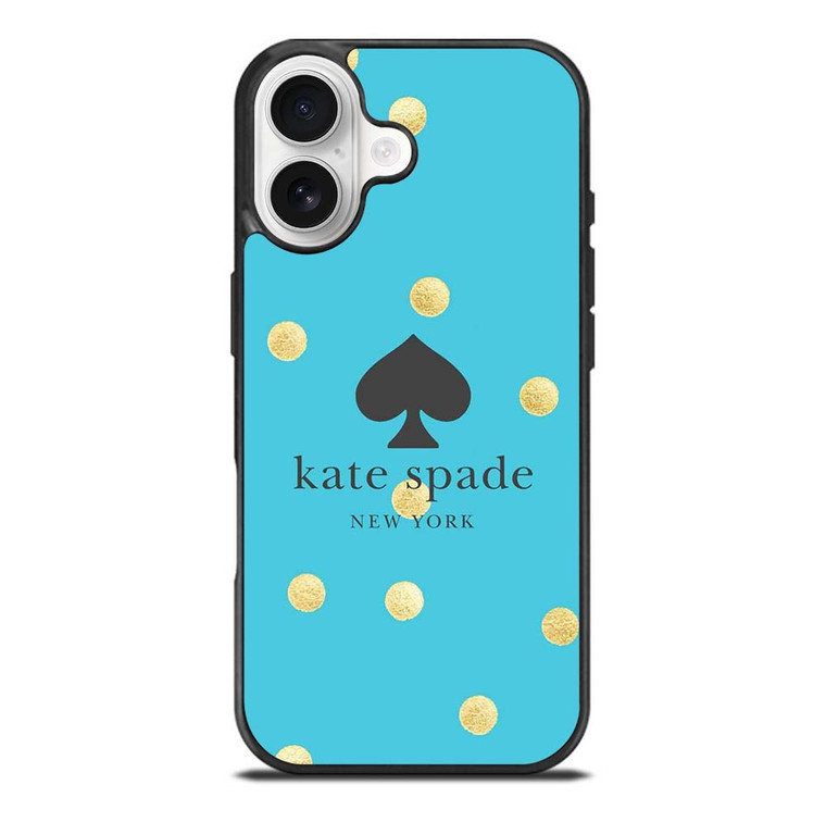 KATE SPADE NEW YORK LOGO BLUE GOLDEN POLKADOTS iPhone 17 Case Cover