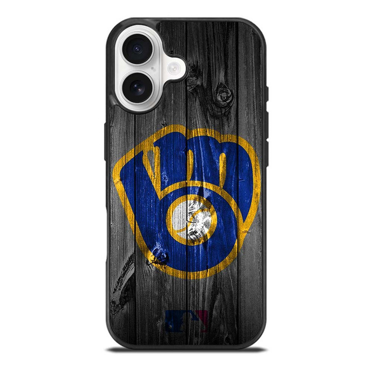 MILWAUKEE BREWERS MLB BASEBALL WOODEN LOGO iPhone 17 Case Cover