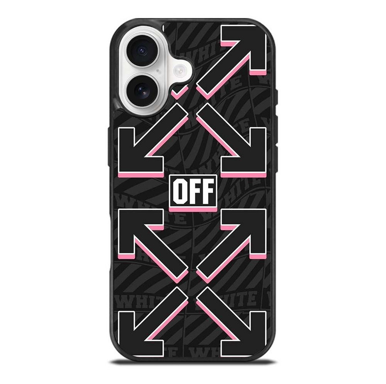 OFF WHITE LOGO BLACK PINK iPhone 17 Case Cover
