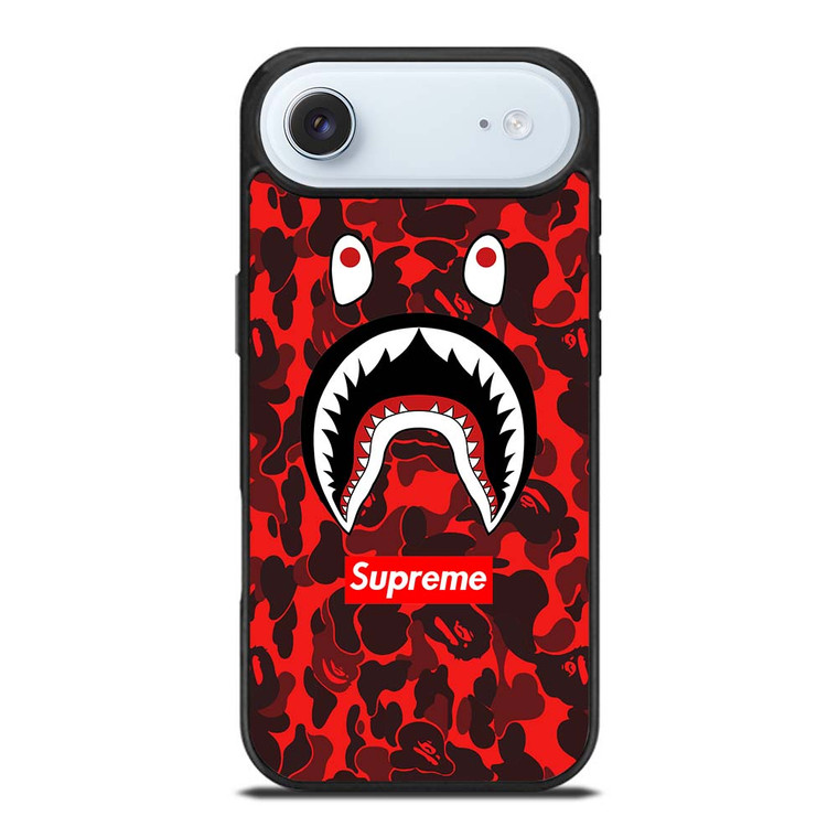 BAPE SHARK SUPREME CAMO RED iPhone Air Case Cover