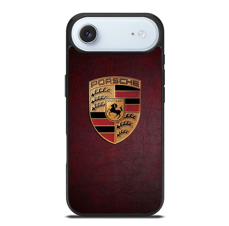 PORSCHE CAR LOGO ON RED LEATHER iPhone Air Case Cover