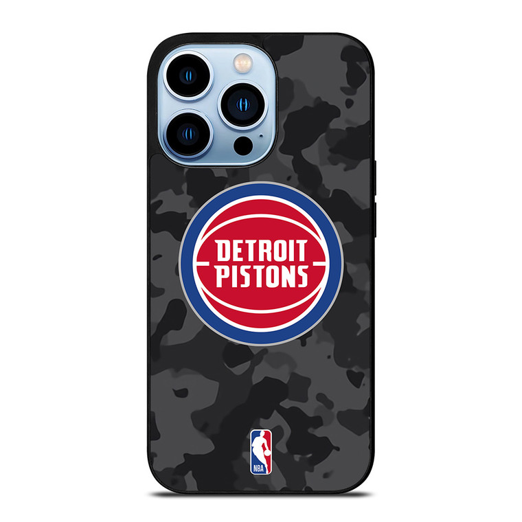 DETROIT PISTONS BLACK CAMO iPhone 13 Pro Max Case Cover