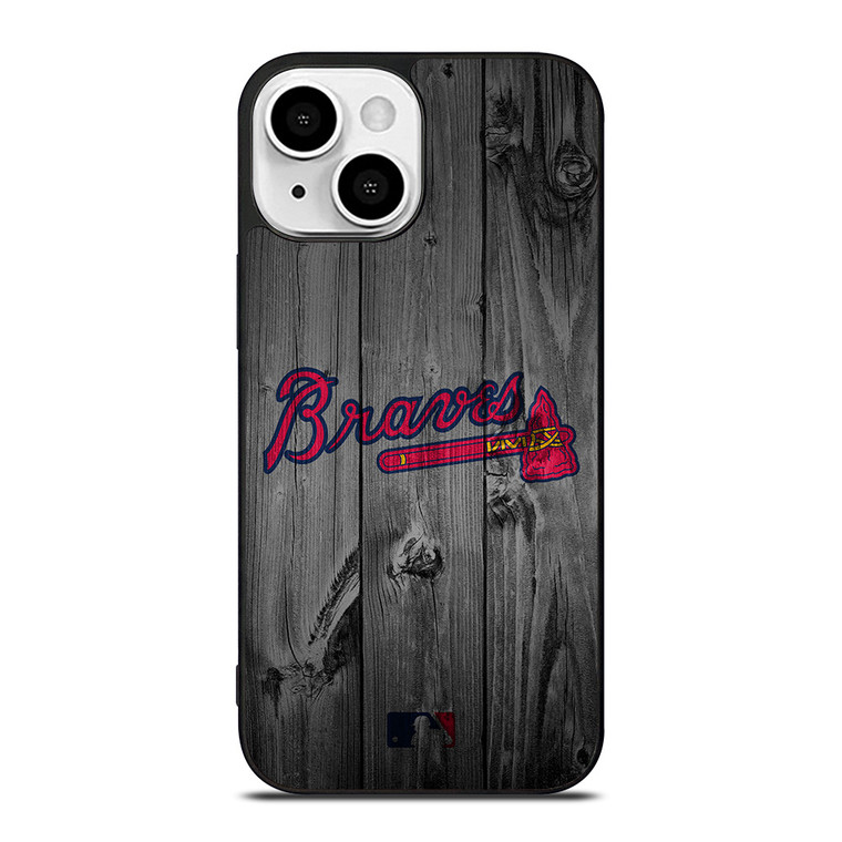 ATLANTA BRAVES BASEBALL MLB WOOD LOGO iPhone 13 Mini Case Cover