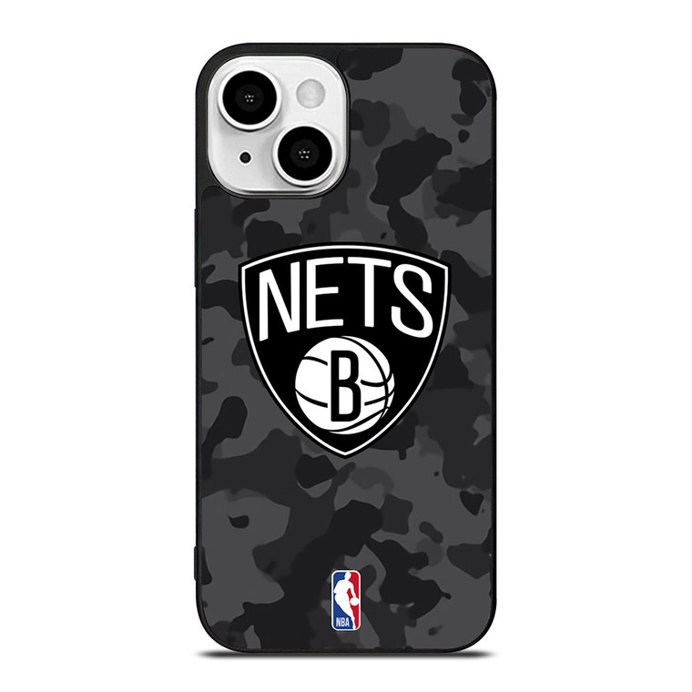 BROOKLYN NETS BLACK CAMO iPhone 13 Mini Case Cover