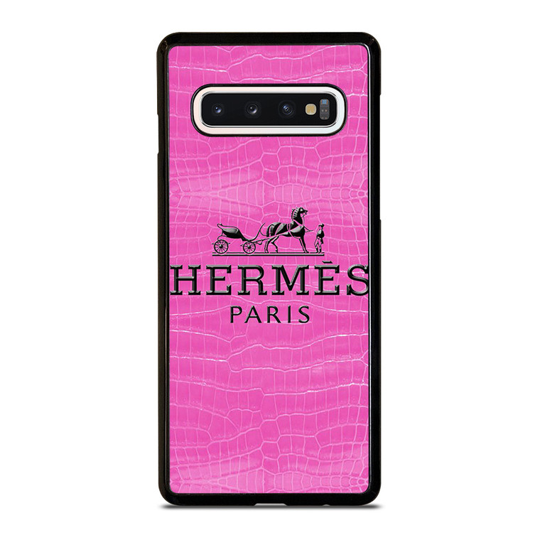 HERMES PARIS PINK LEATHER Samsung Galaxy S10 Case Cover