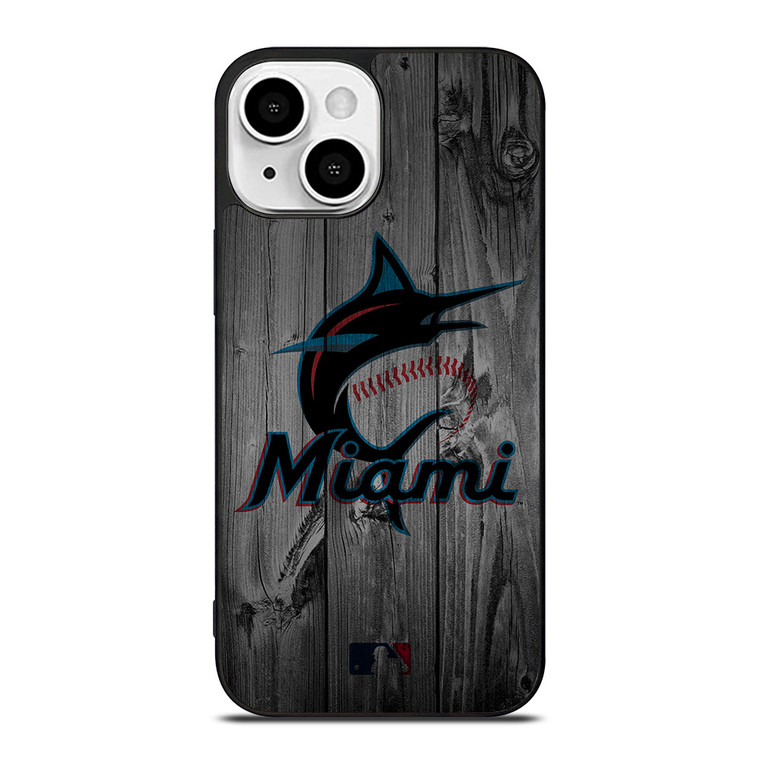 MIAMI MARLINS BASEBALL MLB WOOD LOGO iPhone 13 Mini Case Cover