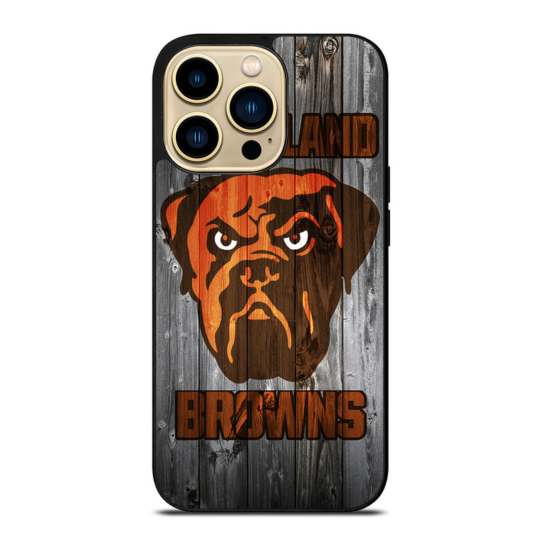 CLEVELAND BROWNS NFL FOOTBALL WOODEN LOGO iPhone 14 Pro Max Case Cover