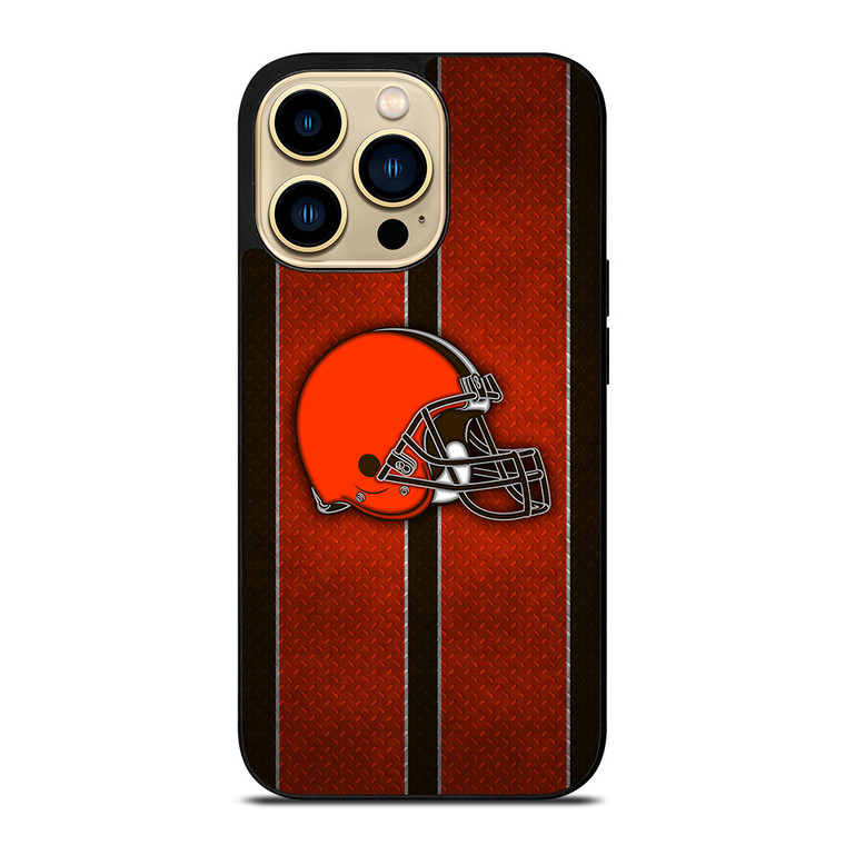 CLEVELAND BROWNS NFL METAL STRIPE iPhone 14 Pro Max Case Cover