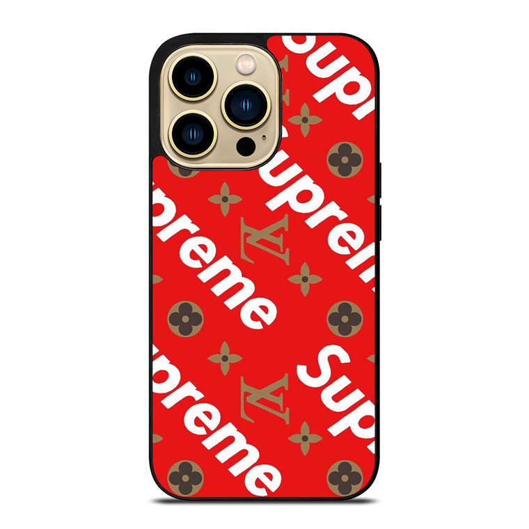 LOUIS VUITTON X SUPREME RED iPhone 14 Pro Max Case Cover