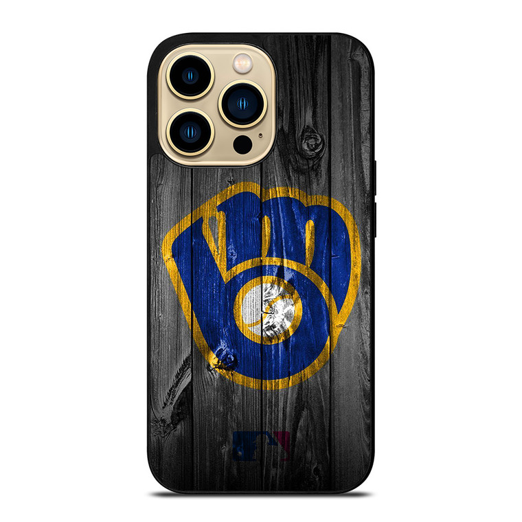 MILWAUKEE BREWERS MLB BASEBALL WOODEN LOGO iPhone 14 Pro Max Case Cover