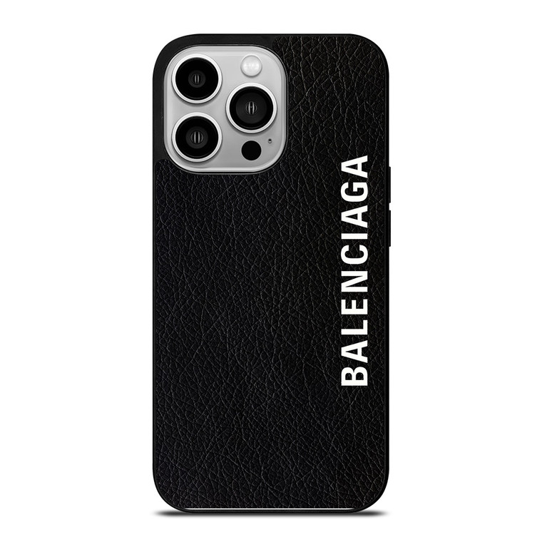 BALENCIAGA LEATHER BLACK iPhone 14 Pro Case Cover