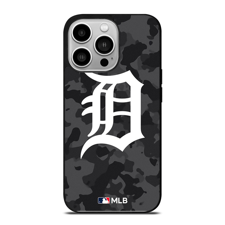 DETROIT TIGERS BASEBALL BLACK CAMO iPhone 14 Pro Case Cover