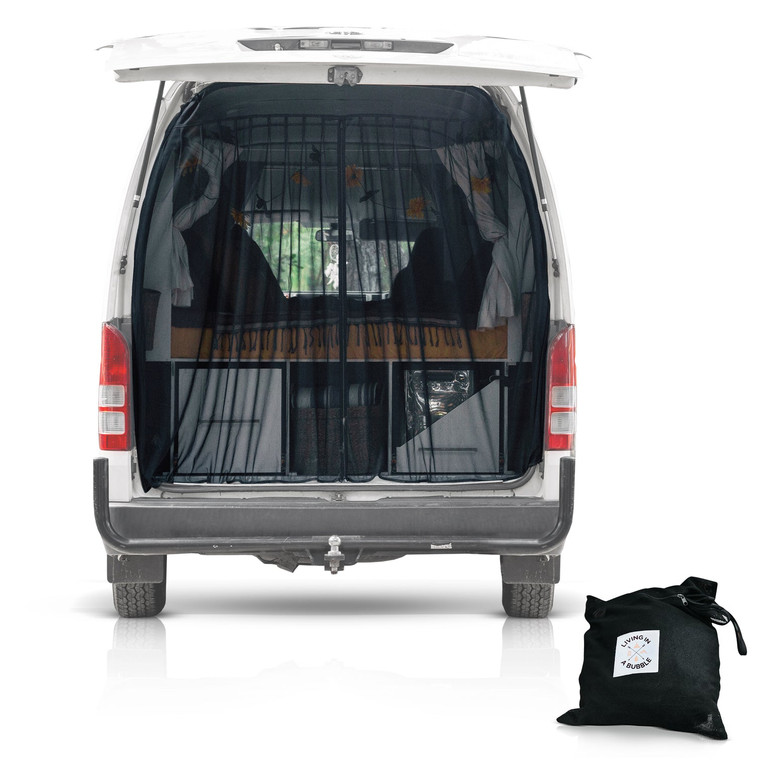 Living in a bubble Magnetic rear door van fly screen - Standard size 165 x 165 cm
