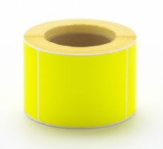 Yellow 100mm x 150mm (4x6) direct thermal label roll on a 25mm core, 400 labels per roll